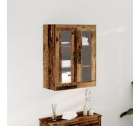 QJBSAVVA Armoire murale avec portes en verre en bois recyclé marron 69,5 x 34 x 90 cm Vitrine rustique pour salle à manger Buffet avec 4 étagères