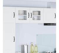 QJBSAVVA Armoire murale de cuisine - Blanc brillant - 40 x 31 x 40 cm - Avec 2 étagères et porte en verre - Design mural moderne pour un rangement peu encombrant - Robuste - Matériau du bois pour