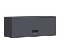 QJBSAVVA Armoire Murale pour Garage Anthracite, Meuble de Rangement Suspendu en Acier 90x33x35 cm, Coffre Métallique Verrouillable avec Porte Basculante pour Atelier et Salon