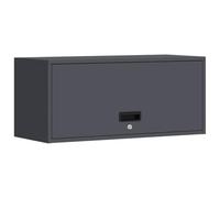QJBSAVVA Armoire Murale pour Garage en Acier, Meuble de Rangement Suspendu avec Serrure et Vérins à Gaz pour Atelier et Salon, Style Industriel, Anthracite, 80 x 33 x 35 cm