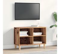 QJBSAVVA Armoire TV rustique en bois recyclé marron vieilli 69,5 x 30 x 50 cm avec 4 compartiments pour salon, meuble TV, buffet bas