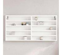 QJBSAVVA Armoire vitrine, blanche, 100 x 8,5 x 50 cm, en matériau dérivé du bois, élégante étagère murale avec 10 étagères, étagère flottante pour salon, chambre à coucher et couloir