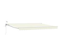 QJBSAVVA Auvent Rétractable Électrique 5 x 3 m Store Banne Motorisé avec Télécommande et Manivelle pour Terrasse et Jardin Structure Semi-Cassette en Aluminium et Acier Crème et Blanc