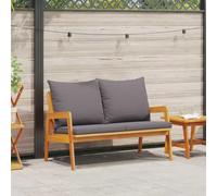 QJBSAVVA Banc de jardin avec coussin en bois d'acacia naturel à l'huile - 49 cm - Largeur d'assise : 2 places - Surface huilée - Design moderne - Robuste et durable - Pour balcon, jardin, terrasse