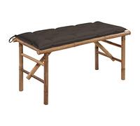 QJBSAVVA Banc de jardin pliable en bambou avec coussin imperméable de 118 cm de long, robuste et léger, pour terrasse, balcon et jardinage