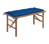 QJBSAVVA Banc de jardin pliable en bambou avec coussin imperméable de 118 cm de long, robuste et léger, pour terrasse, balcon et jardinage