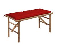 QJBSAVVA Banc de jardin pliable en bambou avec coussin imperméable de 118 cm de long, robuste et résistant aux intempéries, pour terrasse, balcon et jardinage