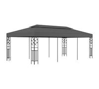 QJBSAVVA Belvédère 3x6 m Anthracite, Barnum de Jardin en Acier et Toile Polyester, Tente de Réception pour Fêtes et Événements Extérieurs, Tonnelle Spacieuse de 6x3 m avec Motifs Floraux