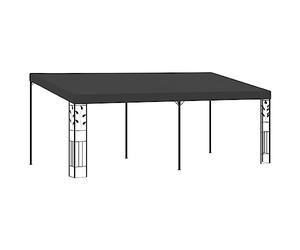 QJBSAVVA Belvédère à Montage Mural 6x3x2,5 m Anthracite, Tonnelle de Jardin Adossée en Acier Enduit de Poudre et Tissu Polyester, Pergola Murale pour Terrasse et Extérieur