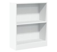 QJBSAVVA Bibliothèque 2 Niveaux, Étagère de Rangement Compacte en Bois d'Ingénierie pour Livres et Décoration, Meuble de Rangement pour Salon ou Bureau, Blanc, 60x24x76 cm