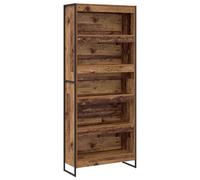QJBSAVVA Bibliothèque 2 pcs Style Industriel, Meuble de Rangement avec 6 Compartiments, Étagère Livres en Bois d'Ingénierie et Acier, 80 x 30 x 189,5 cm, Bois Ancien