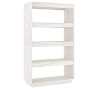 QJBSAVVA Bibliothèque 80x35x135 cm en Pin Massif Blanc - Étagère de Rangement Ouverte et Séparateur de Pièce, Meuble Décoratif pour Salon, Bureau et Couloir