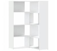 QJBSAVVA Bibliothèque d'angle à 4 Niveaux, Étagère de Rangement modulable en Bois d'ingénierie, Meuble Polyvalent pour Salon, Bureau et Chambre, Design Gain de Place, Blanc, 85/140cm