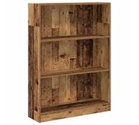 QJBSAVVA Bibliothèque en bois 80 x 24 x 109 cm, finition bois vieilli, étagère ouverte avec 5 compartiments, design moderne pour salon, bureau, couloir