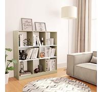 QJBSAVVA Bibliothèque en bois blanc et chêne Sonoma, 97,5 x 29,5 x 100 cm, avec 8 compartiments, étagère étroite pour salon, balcon et bureau