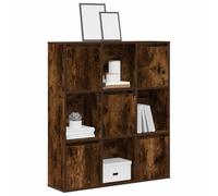 QJBSAVVA Bibliothèque en bois brut fumé 89 x 24 x 101,5 cm - Armoire étroite avec portes flexibles pour salon, bureau ou balcon