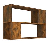 QJBSAVVA Bibliothèque en chêne fumé 100 x 24 x 63 cm - Design moderne avec 2 étagères de rangement - Organiseur étroit pour salon, bureau, chambre à coucher, cuisine, couloir