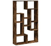 QJBSAVVA Bibliothèque en chêne fumé 72 x 20 x 120,5 cm, étagère moderne à 9 compartiments, en bois composite, séparateur de pièce stable pour salon, bureau, chambre à coucher