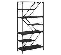 QJBSAVVA Bibliothèque en chêne noir - 91 x 36 x 176 cm - Étagère moderne avec 9 compartiments - Matériau en bois robuste et cadre en acier - Armoire pour salon, bureau, couloir