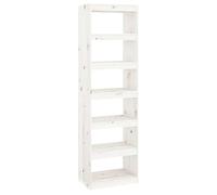 QJBSAVVA Bibliothèque en pin blanc, 60 x 30 x 199,5 cm, étroite, design moderne, séparateur de pièce, 6 compartiments, fixation murale pour bureau, salon, couloir