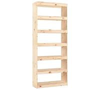 QJBSAVVA Bibliothèque en pin massif avec 6 compartiments, séparateur de pièce et organiseur pour salon, couloir et chambre à coucher, 80 x 30 x 199,5 cm