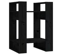 QJBSAVVA Bibliothèque en pin massif, noire, 41 x 35 x 57 cm, sans paroi arrière, séparateur de pièce, design moderne, pour salon, bureau, couloir