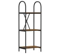 QJBSAVVA Bibliothèque étroite 40 x 30 x 109 cm en chêne fumé avec 3 compartiments de rangement, cadre en acier noir, design moderne, robuste et peu encombrant, pour salon, bureau, couloir