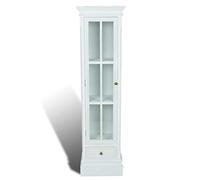 QJBSAVVA Bibliothèque étroite blanche - 38 x 25,5 x 138 cm - Avec 3 compartiments et tiroir - Design maison de campagne moderne - En MDF robuste - Pour salon, bureau, chambre à coucher