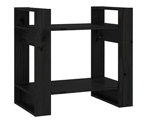 QJBSAVVA Bibliothèque étroite en bois de pin massif, noir, 60 x 35 x 57 cm, séparateur de pièce, sans paroi arrière, design moderne, montage mural, pour salon, bureau, couloir, chambre à coucher