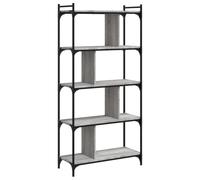QJBSAVVA Bibliothèque étroite gris Sonoma 76 x 32 x 158 cm, moderne, à 5 étagères, avec cadre en métal et pieds réglables, étagère de rangement peu encombrante pour salon, bureau, couloir