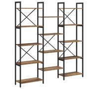 QJBSAVVA Bibliothèque Industrielle 156 x 25 x 167 cm, Étagère de Rangement Ouverte en Bois d'Ingénierie Bois Ancien et Acier, Meuble de Salon ou Bureau Style Loft