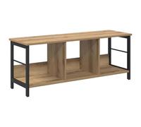 QJBSAVVA Bibliothèque Industrielle 3 Niveaux, Étagère de Rangement Basse en Bois d'Ingénierie et Acier, Meuble Organisateur pour Salon Bureau, Chêne Artisanal, 102 x 32 x 40,5 cm