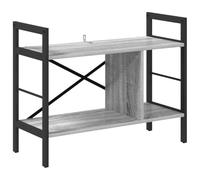QJBSAVVA Bibliothèque Industrielle 3 Niveaux, Étagère de Rangement en Bois d'Ingénierie et Acier, Meuble Style Loft pour Salon Bureau, Gris Sonoma, 75 x 30 x 58,5 cm