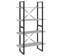 QJBSAVVA Bibliothèque Industrielle 4 Niveaux, Étagère de Rangement Bois et métal, Meuble Salon Moderne Gris béton 80x30x140 cm, Étagère modulable Gain de Place pour Livres et décoration