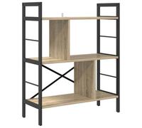 QJBSAVVA Bibliothèque Industrielle 5 Étagères, Meuble de Rangement Design, Étagère Ouverte pour Salon et Bureau, Bois d'Ingénierie et Acier, 75 x 30 x 91 cm, Chêne Sonoma