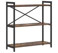 QJBSAVVA Bibliothèque Industrielle 80 x 30 x 85 cm, Étagère de Rangement avec Cadre en Acier Robuste, Étagère Ouverte en Bois d'Ingénierie, Couleur Chêne Fumé pour Salon et Bureau