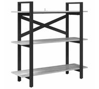 QJBSAVVA Bibliothèque Industrielle, Étagère de Rangement 3 Niveaux, Bois d'Ingénierie Gris Sonoma et Cadre en Acier, Meuble Style Loft pour Salon Bureau, 100 x 33,5 x 102 cm