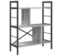 QJBSAVVA Bibliothèque Industrielle, Étagère de Rangement 5 Niveaux en Bois d'ingénierie et Cadre en Acier, Meuble Style Loft pour Salon et Bureau, Gris Sonoma, 75 x 30 x 91 cm