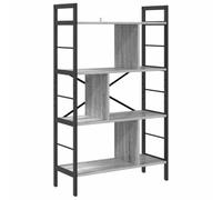 QJBSAVVA Bibliothèque Industrielle, Étagère de Rangement 75 x 30 x 123,5 cm avec 7 Étagères, Meuble Salon en Bois d'Ingénierie et Cadre en Acier, Style Loft, Gris Sonoma
