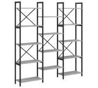 QJBSAVVA Bibliothèque Industrielle, Étagère de Rangement Autoportante, Style Loft, Bois d'Ingénierie, Couleur Sonoma Gris, 156 x 25 x 167 cm, Meuble pour Salon et Bureau