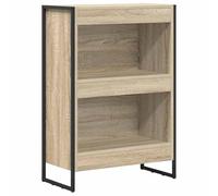 QJBSAVVA Bibliothèque Industrielle, Meuble de Rangement Salon, Étagère Ouverte à 3 Compartiments, Bois d'Ingénierie et Pieds en Acier, 60 x 30 x 86,5 cm, Couleur Sonoma