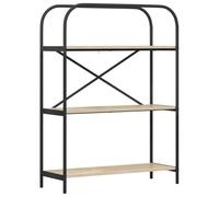 QJBSAVVA Bibliothèque Moderne, Étagère de Rangement Ouverte, Meuble Salon ou Bureau en Bois d'Ingénierie, Finition Chêne Sonoma, 3 Niveaux, 80 x 30 x 109 cm, Pieds en Métal Noir