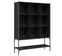 QJBSAVVA Bibliothèque noire 102 x 30 x 141,5 cm en bois et acier, design moderne avec 9 compartiments, support stable pour salon, bureau à domicile et chambre à coucher