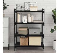 QJBSAVVA Bibliothèque noire - 80 x 40 x 1,5 cm - En bois - Étagère moderne avec 4 compartiments - Peu encombrante - Pour salon, chambre à coucher, couloir