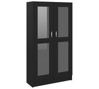 QJBSAVVA Bibliothèque noire - 82,5 x 30,5 x 150 cm - En verre - 4 compartiments - En bois - Peu encombrante - Pour salon, bureau, couloir