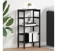 QJBSAVVA Bibliothèque noire aspect chêne 40 x 29,5 x 81 cm Étagère industrielle en bois et acier avec 2 étagères et pieds réglables Étagère haute robuste pour bureau et salon