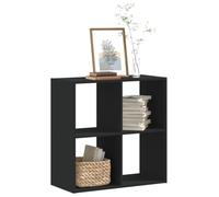 QJBSAVVA Bibliothèque noire en bois avec 4 compartiments, étroite et peu encombrante, pour salon, bureau ou comme séparateur de pièce