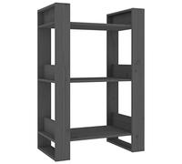 QJBSAVVA Bibliothèque ouverte en pin massif avec fonction séparateur de pièce, design industriel moderne, pour salon, bureau, couloir - Gris - 60 x 35 x 91 cm