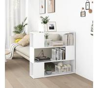 QJBSAVVA Bibliothèque séparateur de pièce, blanche, en matériau à base de bois, 100 x 24 x 94 cm, avec 3 compartiments, design élégant pour salon, bureau et balcon