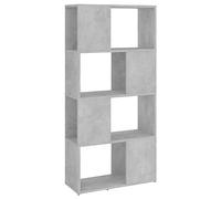 QJBSAVVA Bibliothèque Séparateur de Pièce, Étagère de Rangement avec 4 Compartiments, Bois d'Ingénierie, Gris Béton, 60x24x124,5 cm, Meuble pour Salon et Bureau